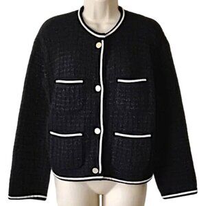 EUC Martinique Japan Chanel-Style Wool Knit Button Cardigan Pockets